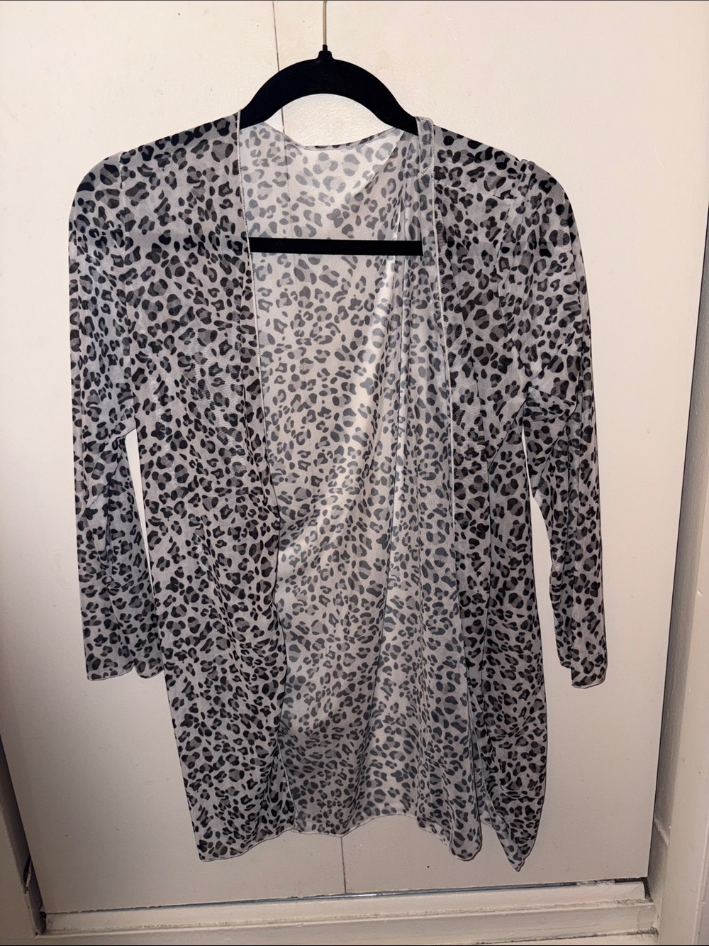 Lightweight Gray Leopard Print Swim Coverup